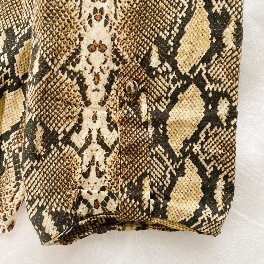Zara Python Snake Print Cotton Blouse Size M (Guc) - image 5